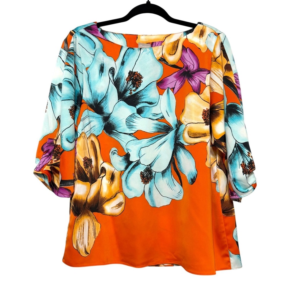 Chico's Size 1 Artsy Maximalist Top Womens M Resortcore Statement Italian Summer